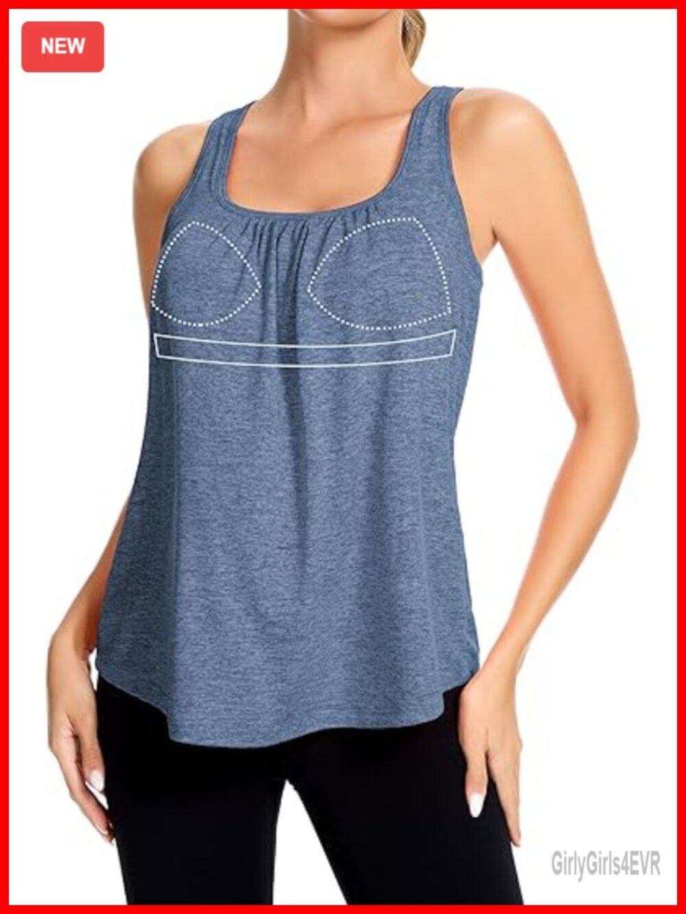 Mesh Racer Back Tank Top with Built in Bra for Workout Yoga